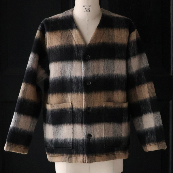 画像8: ECOLANA シャギーチェック ノーカラージャケット【MADE IN JAPAN】『日本製』【送料無料】 / Upscape Audience (8)