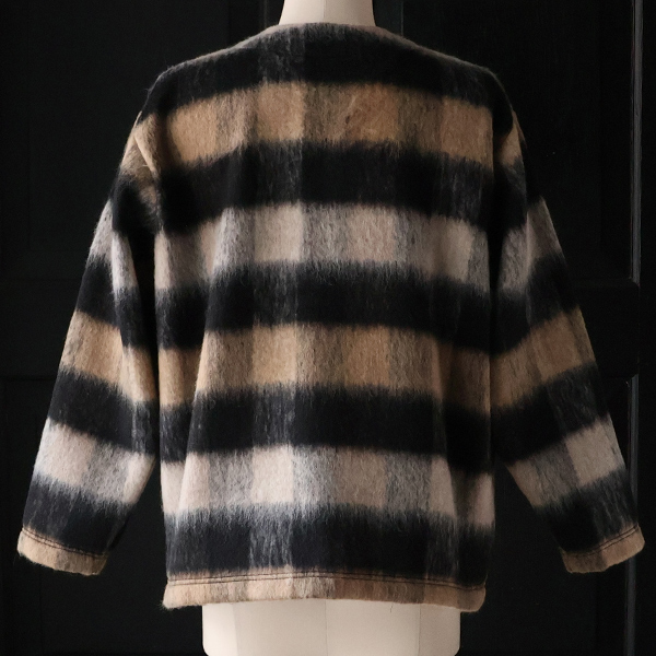 画像11: ECOLANA シャギーチェック ノーカラージャケット【MADE IN JAPAN】『日本製』【送料無料】 / Upscape Audience (11)