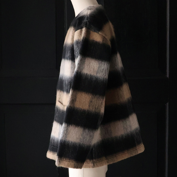 画像10: ECOLANA シャギーチェック ノーカラージャケット【MADE IN JAPAN】『日本製』【送料無料】 / Upscape Audience (10)