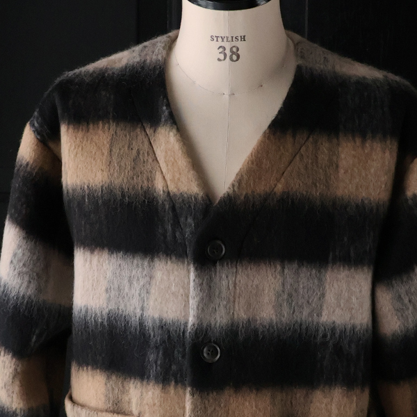 画像13: ECOLANA シャギーチェック ノーカラージャケット【MADE IN JAPAN】『日本製』【送料無料】 / Upscape Audience (13)