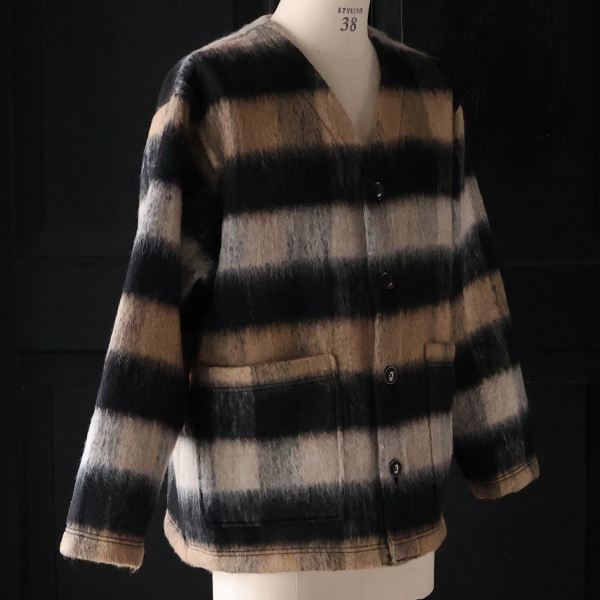 画像12: ECOLANA シャギーチェック ノーカラージャケット【MADE IN JAPAN】『日本製』【送料無料】 / Upscape Audience (12)