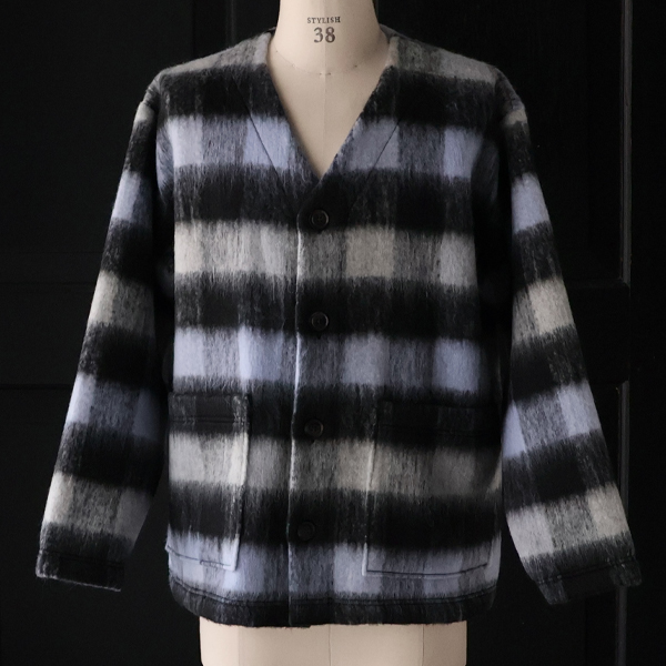画像6: ECOLANA シャギーチェック ノーカラージャケット【MADE IN JAPAN】『日本製』【送料無料】 / Upscape Audience (6)