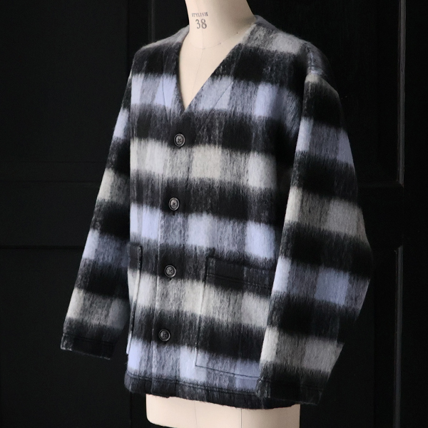 画像7: ECOLANA シャギーチェック ノーカラージャケット【MADE IN JAPAN】『日本製』【送料無料】 / Upscape Audience (7)