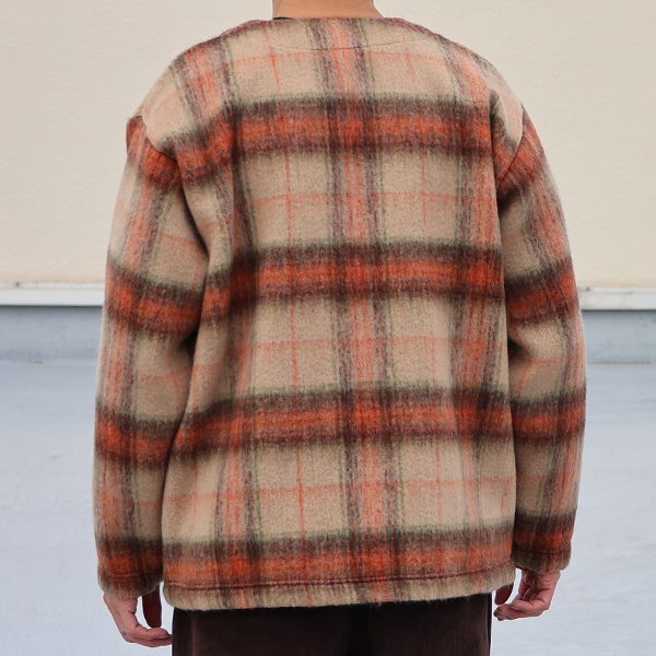 画像5: ECOLANA シャギーチェック ノーカラージャケット【MADE IN JAPAN】『日本製』【送料無料】 / Upscape Audience (5)