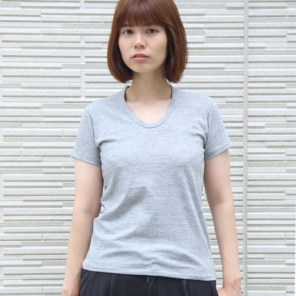 画像2: 【RE PRICE/価格改定】ガラガラ紡 Uネック半袖Tシャツ [Lady's] 【MADE IN JAPAN】『日本製』/ Upscape Audience (2)