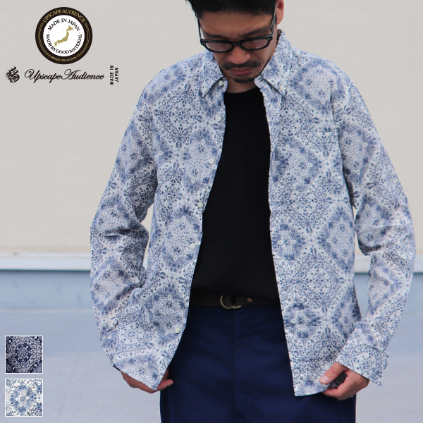 画像1: 【RE PRICE / 価格改定】バンダナプリントボタンダウンカラー長袖シャツ【MADE IN JAPAN】『日本製』/ Upscape Audience (1)