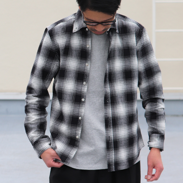 画像2: 【RE PRICE / 価格改定】コットンフランネルチェック ワイドスプレッドボタンダウン長袖シャツ【MADE IN JAPAN】『日本製』 / Upscape Audience (2)