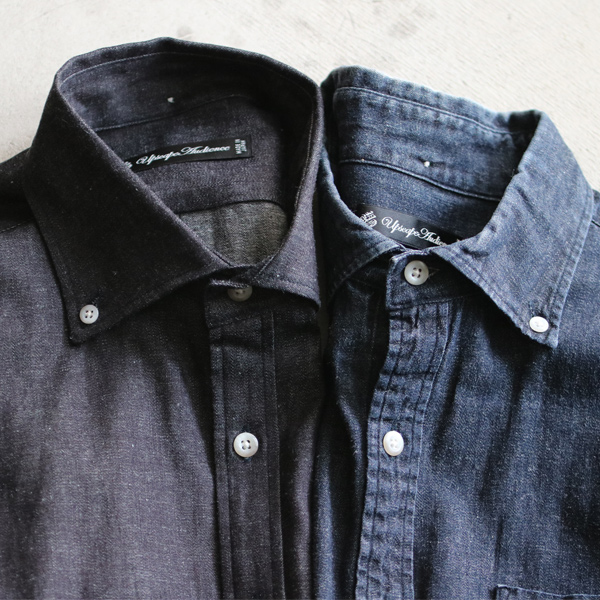 画像2: 【RE PRICE / 価格改定】麻混デニムワイドスプレッド長袖シャツ [Lady's]【MADE IN JAPAN】『日本製』/ Upscape Audience (2)