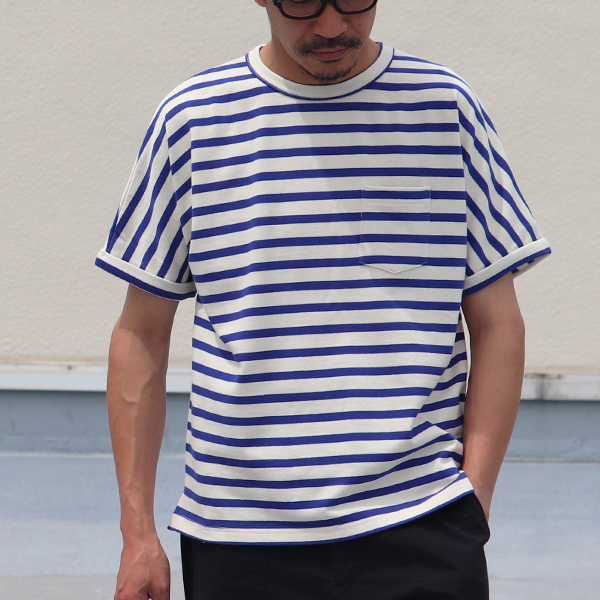 画像2: 【RE PRICE/価格改定】Basque 10オンス ( バスク天竺 )無地＆ボーダービッグポケT【MADE IN JAPAN】『日本製』/ Upscape Audience (2)