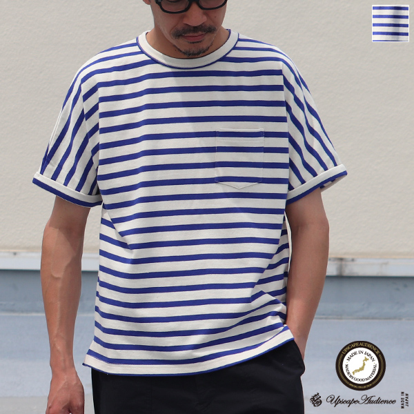 画像1: 【RE PRICE/価格改定】Basque 10オンス ( バスク天竺 )無地＆ボーダービッグポケT【MADE IN JAPAN】『日本製』/ Upscape Audience (1)