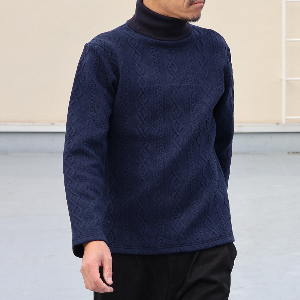 画像2: 【RE PRICE / 価格改定】ケーブル裏毛タートルネック長袖スウェット【MADE IN JAPAN】『日本製』  / Upscape Audience (2)