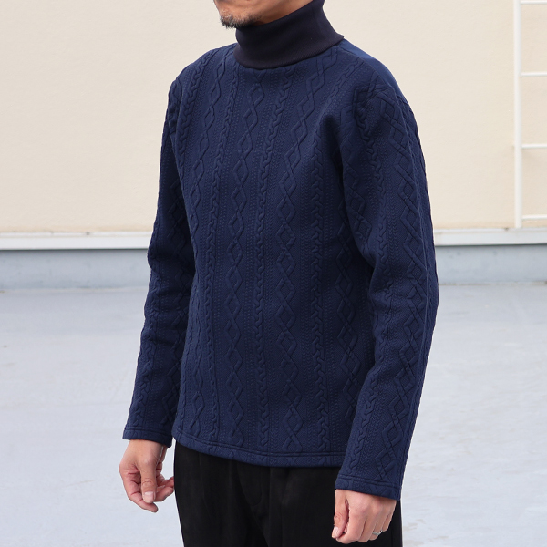 画像4: 【RE PRICE / 価格改定】ケーブル裏毛タートルネック長袖スウェット【MADE IN JAPAN】『日本製』  / Upscape Audience (4)