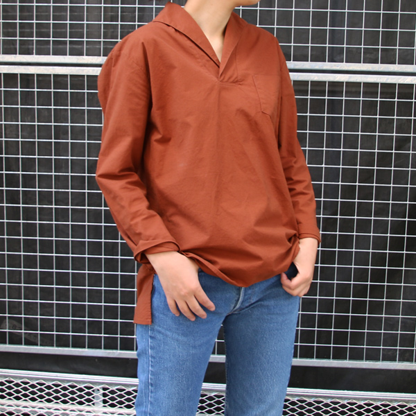 画像2: コットンクロススキッパーカラープルオーバーポケ付9分袖_Shirts【Lady's】【MADE IN JAPAN】『日本製』 / Upscape Audience (2)