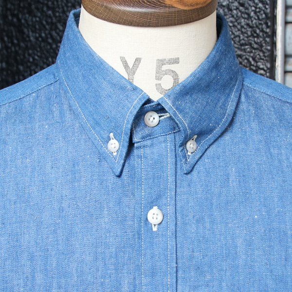 画像: 【RE PRICE / 価格改定】麻混デニムナローカラーボタンダウン長袖シャツ【MADE IN JAPAN】『日本製』/ Upscape Audience