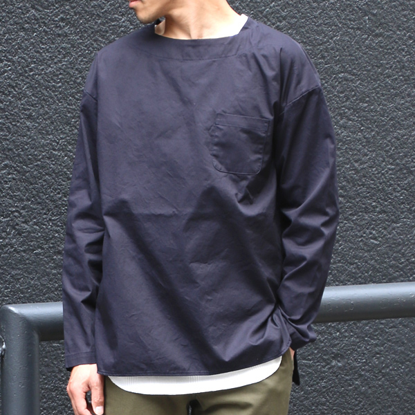 画像: 【RE PRICE / 価格改定】コットンギャバジンボートネックP/O ポケット付L/SシャツTEE【MADE IN JAPAN】『日本製』/ Upscape Audience