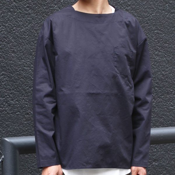 画像: 【RE PRICE / 価格改定】コットンギャバジンボートネックP/O ポケット付L/SシャツTEE【MADE IN JAPAN】『日本製』/ Upscape Audience