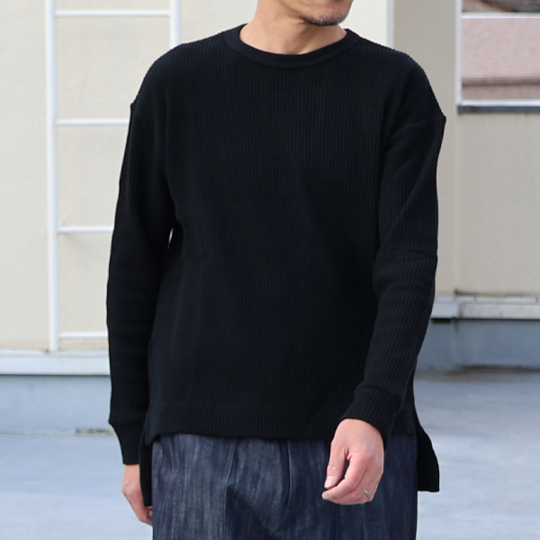 画像2: 【RE PRICE / 価格改定】ビッグワッフル C/N ルーズフィット ロングニットソー【MADE IN JAPAN】『日本製』 / Upscape Audience (2)