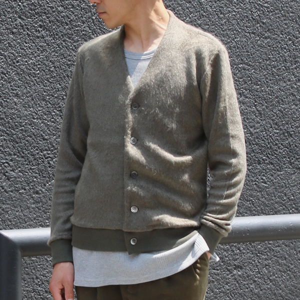 画像: パイルシャギー モックVネック L/S ニットソーカーディガン【MADE IN JAPAN】『日本製』/ Upscape Audience