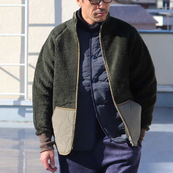 画像3: 【Lanificio Becagli（ベッカリー）】トスカーナボア NL ARMY スタンドブルゾン【MADE IN JAPAN】『日本製』【送料無料】/ Upscape Audience (3)