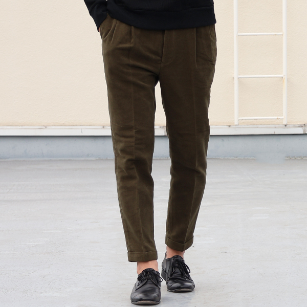 画像3: 【RE PRICE / 価格改定】イタリアBESTE社 モールスキン 2タックアンクルパンツ / Audience (3)