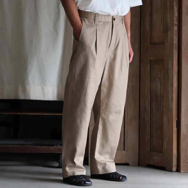 画像2: 「遠州」ヴィンテージツイル 1タック カーヴド イージーパンツ【MADE IN JAPAN】『日本製』/ Upscape Audience (2)