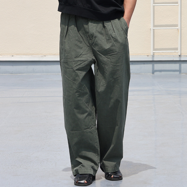 画像2: ピグメント 馬布 (ホースクロス) 2タック ワイド イージーパンツ /Audience【ご予約・2月上旬〜下旬予定】 (2)