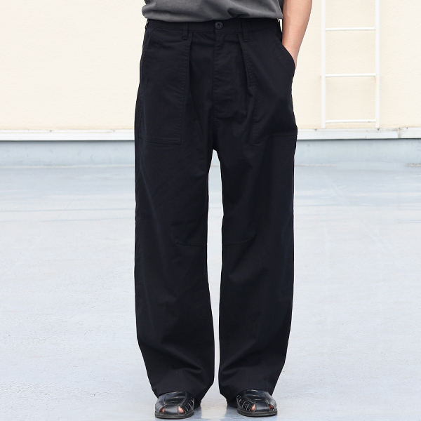 画像2: 綿麻ビンテージキャンバス 1タックベイカー カーヴド イージーパンツ 【送料無料】/Audience (2)