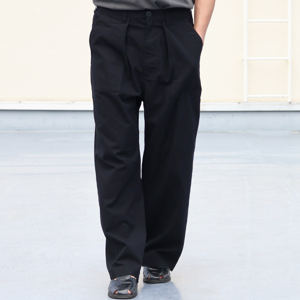 画像3: 綿麻ビンテージキャンバス 1タックベイカー カーヴド イージーパンツ 【送料無料】/Audience (3)