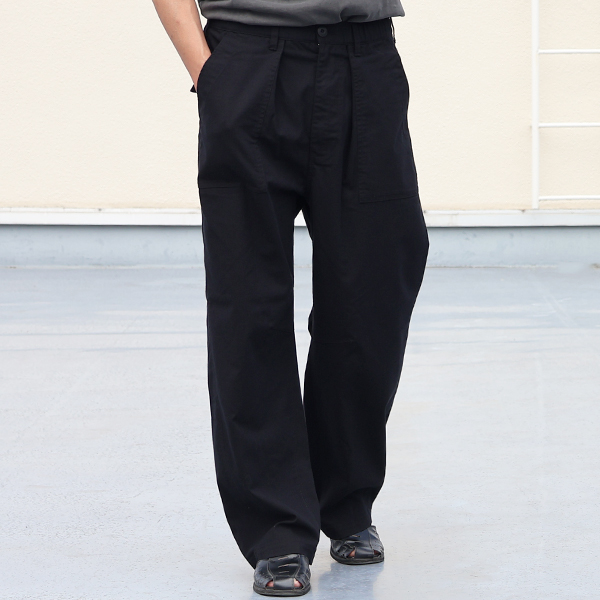 画像4: 綿麻ビンテージキャンバス 1タックベイカー カーヴド イージーパンツ 【送料無料】/Audience (4)