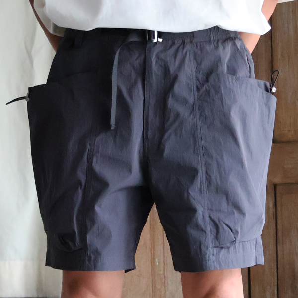 画像15: 綿ナイロンキャンバス サイドドローコード ビックポケット カーゴ イージーショーツ /Audience (15)