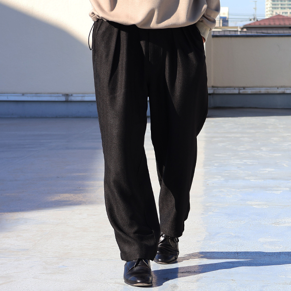 画像3: LANATEC® (ラナテック) TECH メランジヘリンボンツィード 2タック イージー ワイドパンツ【MADE IN JAPAN】『日本製』【送料無料】/ Upscape Audience (3)