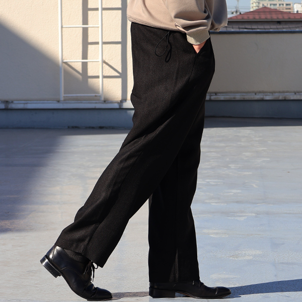 画像4: LANATEC® (ラナテック) TECH メランジヘリンボンツィード 2タック イージー ワイドパンツ【MADE IN JAPAN】『日本製』【送料無料】/ Upscape Audience (4)