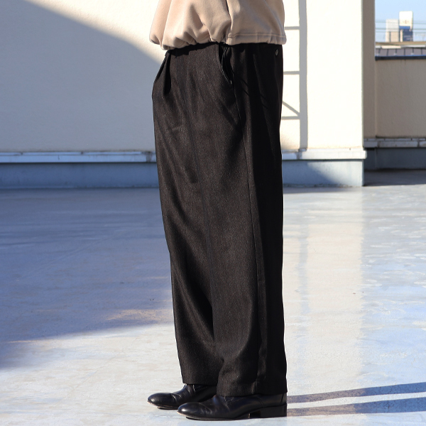 画像5: LANATEC® (ラナテック) TECH メランジヘリンボンツィード 2タック イージー ワイドパンツ【MADE IN JAPAN】『日本製』【送料無料】/ Upscape Audience (5)