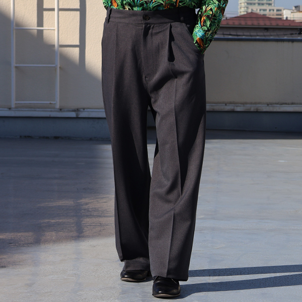 画像2: Naturemier（ナチュレミア）TECH ウールライクツイル 1タック ワイド バレル イージーパンツ【MADE IN JAPAN】『日本製』【送料無料】/ Upscape Audience (2)