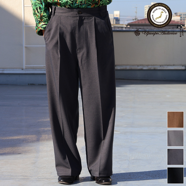 画像1: Naturemier（ナチュレミア）TECH ウールライクツイル 1タック ワイド バレル イージーパンツ【MADE IN JAPAN】『日本製』【送料無料】/ Upscape Audience (1)