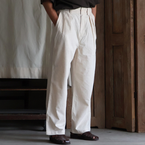 画像14: 綿麻ビンテージキャンバス 2タック ワイド テーパード イージーパンツ 【送料無料】/Audience (14)