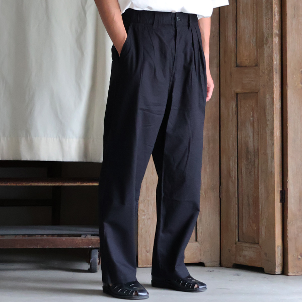 画像11: 綿麻ビンテージキャンバス 2タック ワイド テーパード イージーパンツ 【送料無料】/Audience (11)