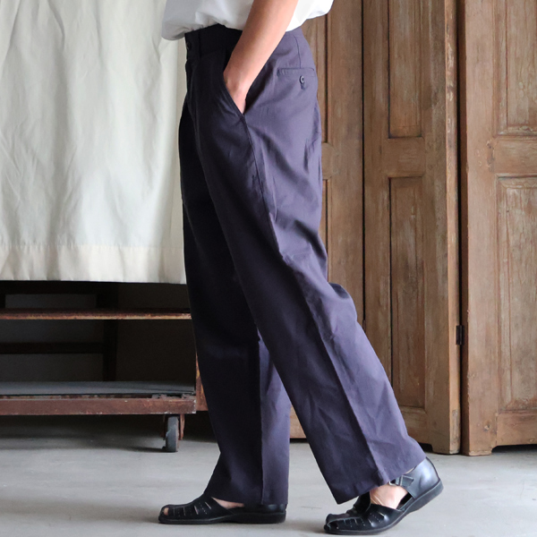 画像4: 綿麻ビンテージキャンバス 2タック ワイド テーパード イージーパンツ 【送料無料】/Audience (4)