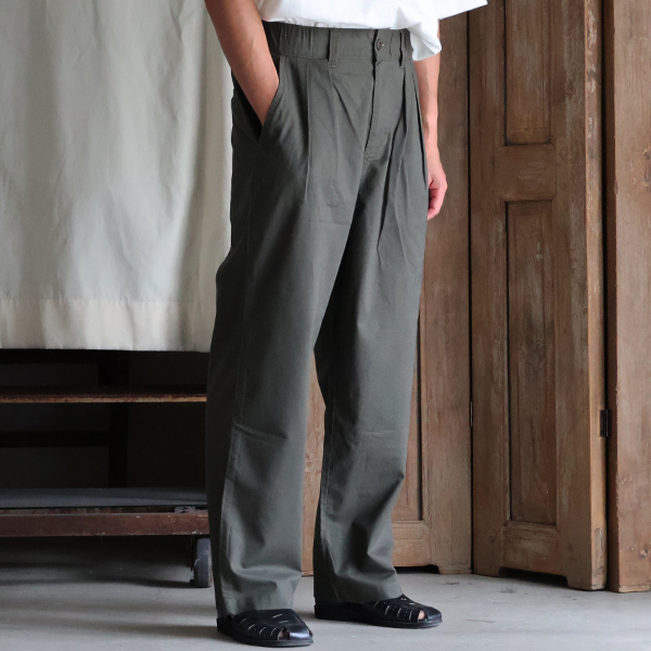 画像8: 綿麻ビンテージキャンバス 2タック ワイド テーパード イージーパンツ 【送料無料】/Audience (8)