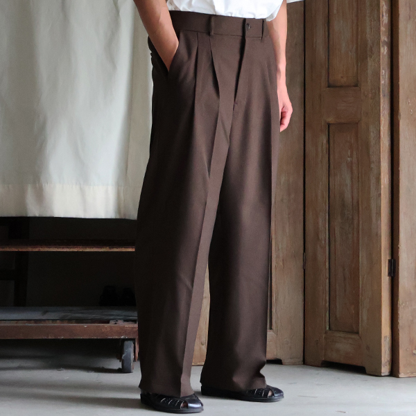 画像14: LANATEC® (ラナテック) TECH ウールライクツイル 2タック ワイドストレート イージーパンツ【MADE IN JAPAN】『日本製』【送料無料】/ Upscape Audience (14)