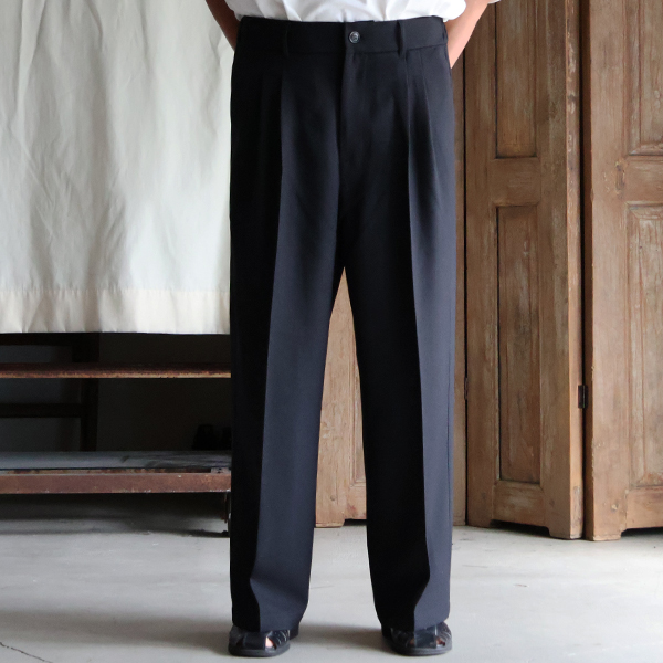 画像3: LANATEC® (ラナテック) TECH ウールライクツイル 2タック ワイドストレート イージーパンツ【MADE IN JAPAN】『日本製』【送料無料】/ Upscape Audience (3)
