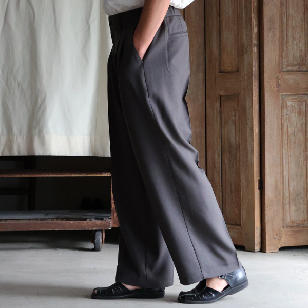 画像7: LANATEC® (ラナテック) TECH ウールライクツイル 2タック ワイドストレート イージーパンツ【MADE IN JAPAN】『日本製』【送料無料】/ Upscape Audience (7)