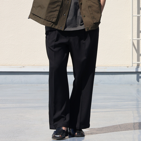 画像2: LANATEC® (ラナテック) TECH ウールライクツイル 2タック ワイドストレート イージーパンツ【MADE IN JAPAN】『日本製』【送料無料】/ Upscape Audience (2)