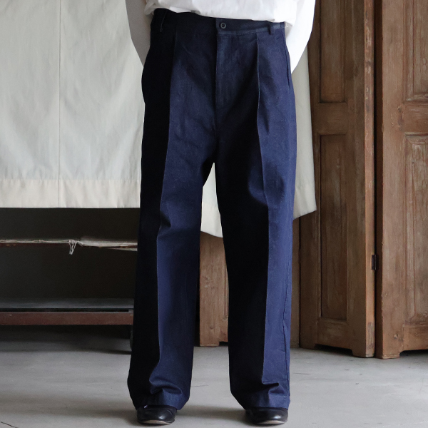 画像7: 「備中備後」12オンス 空紡糸（オープンエンド）70-80年代風デニム 1タック ワイド バレル イージーパンツ【MADE IN JAPAN】『日本製』【送料無料】/ Upscape Audience【ご予約商品・9月9日頃入荷予定】 (7)