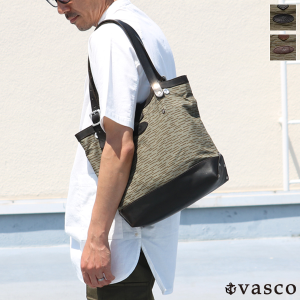 画像1: デッドストックレインカモテント生地×Leather Travel Mini Tote Bag 【送料無料】 / Upscape Audience VASCO (1)