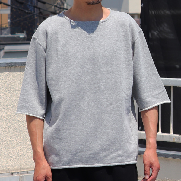 30/10吊編裏毛 ガゼットカットオフ 半袖ビッグスウェットT【MADE