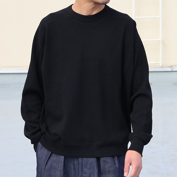 画像2: 「和歌山」 空紡糸(オープンエンド) ハニカムニット (9オンス) クルーネック ミリタリースリーブ 長袖 ニットソー【MADE IN JAPAN】『日本製』 / Upscape Audience (2)