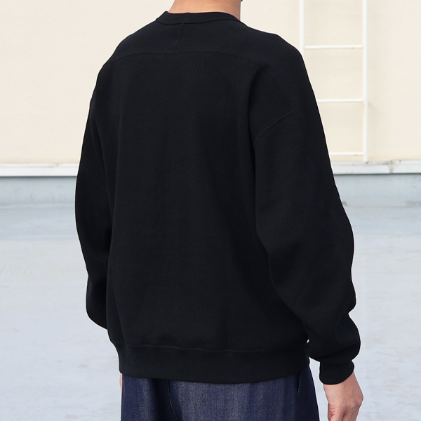 画像5: 「和歌山」 空紡糸(オープンエンド) ハニカムニット (9オンス) クルーネック ミリタリースリーブ 長袖 ニットソー【MADE IN JAPAN】『日本製』 / Upscape Audience (5)