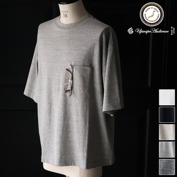 画像1: 「和歌山」ラフィー天竺 （5.5オンス）クルーネック ハーフスリーブ 胸ポケット付き ボクシーTシャツ【MADE IN JAPAN】『日本製』/ Upscape Audience (1)