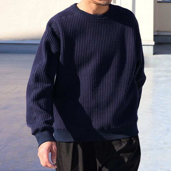 画像3: 「尾州」コットンキルト ミリタリースリーブ クルーネック【MADE IN JAPAN】『日本製』 / Upscape Audience (3)